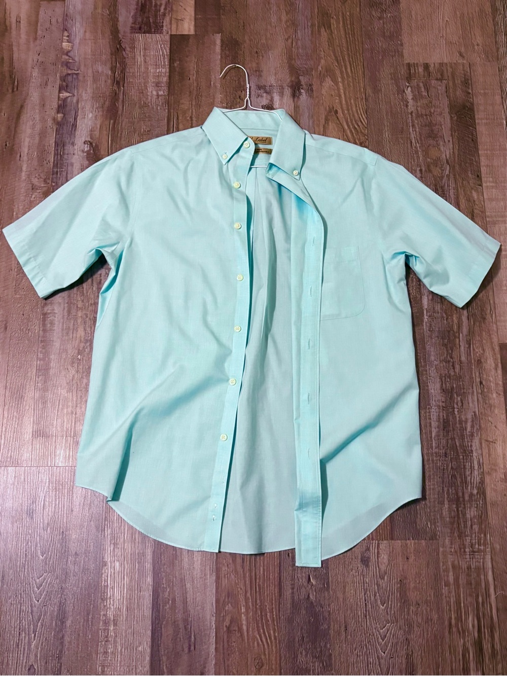 Roundtree & Yorke Light Aqua Short-Sleeve Button-Down Shirt